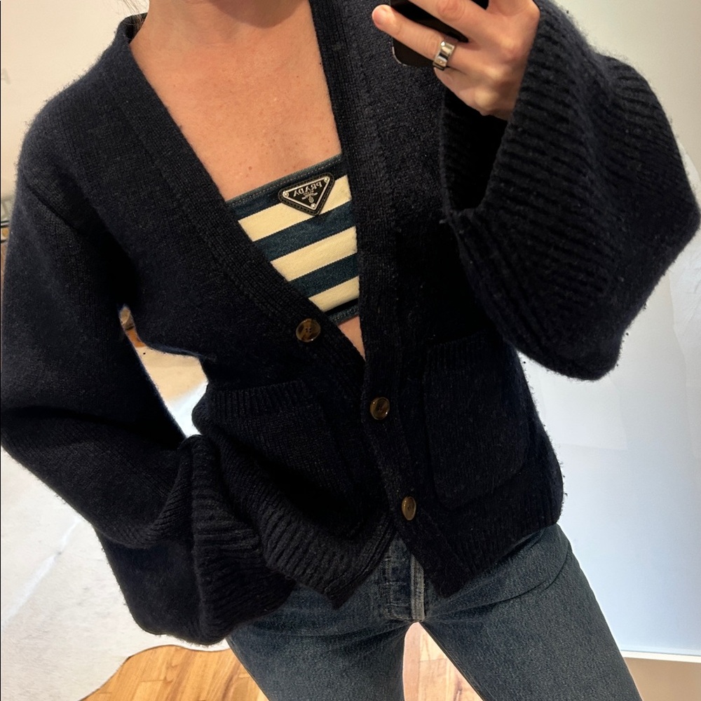 Khaite Scarlet Cardigan in Blue Abyss - Picture 4 of 16